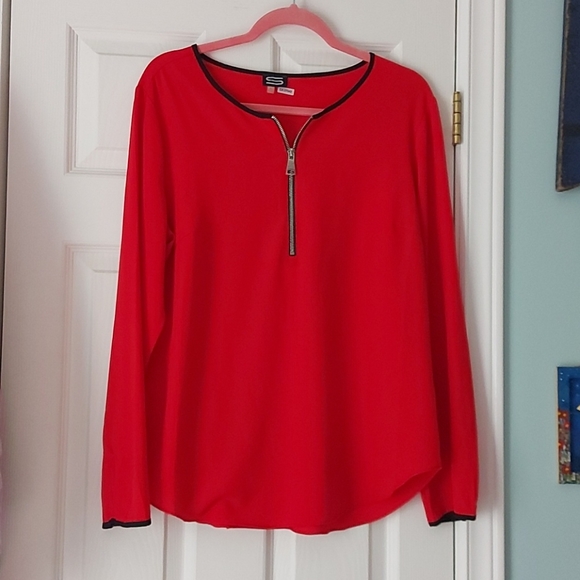 Red hot blouse tunic size L front zipper - Picture 1 of 7